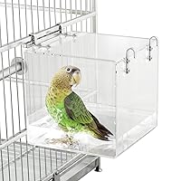 Bird Bath for Cage No-Leakage Upgrated Acrylic Clear Bird Bathtub Parrot Parakeets Shower for Cage Bathtub Box for Small Bird Parrot with 4 Hooks