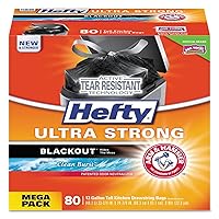 Hefty Ultra Strong Blackout Kitchen Trash Bags - Clean Burst, 13 Gallon, 80 Count