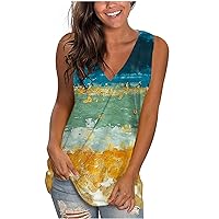 Cami Tank Vests for Women Summer Fall Sleeveless V Neck Gradient Loose Fit Long Tops Vests Women 2024 Fashion Y2K