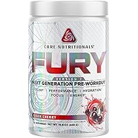 Core Nutritionals Fury V2: Pre-Workout Powder to Maximize Performance in The Gym W/Zum-XR® Caffeine, L-CItruline, and Alpha GPC (40 Scoops) (Black Cherry)