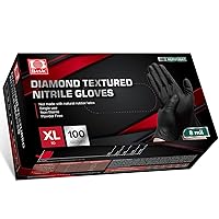 Heavy Duty Nitrile Industrial Disposable Gloves, Black, X-Large, 100 Count