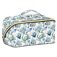 Coral Shell Crab Cosmetic Bag for Women Travel Makeup Bag with Portable Handle Multi-functional Toiletry Bag Travel Makeup Organizer Case for Travel Women