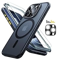 ESR for iPhone 15 Pro Max Case (5 in 1) Set, Translucent Matte Case with Screen Protector and Camera Lens Protectors, Compatible with MagSafe, Military-Grade Protection, Classic Series, Frosted Black