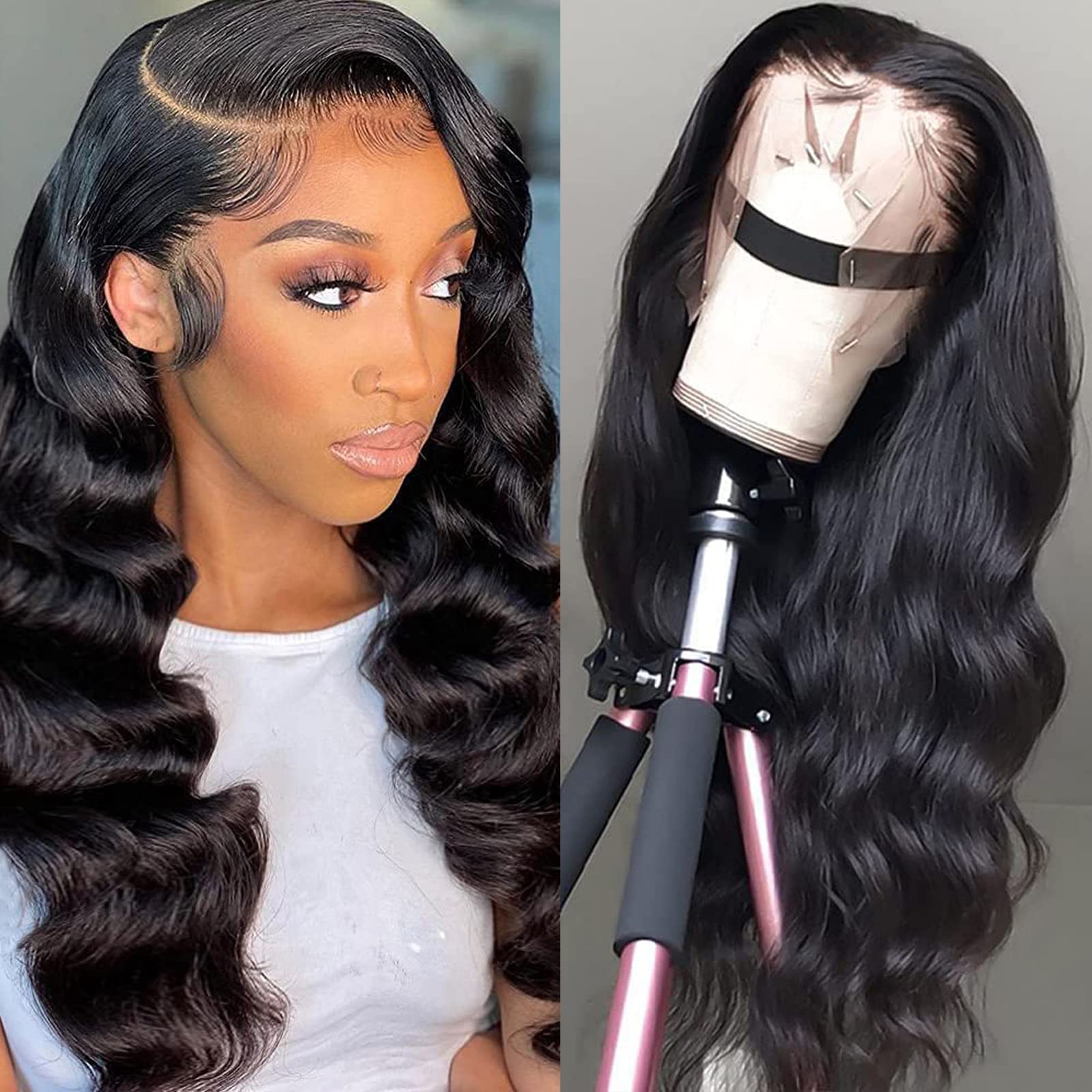Mua Lace Front Wigs Human Hair 13x4 180% Density Body Wave Lace Front Wig  20 Inches Transparent Frontal Wigs Human Hair Pre Plucked with Baby Hair HD  Glueless Wigs for Black Women