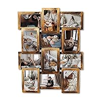 Picture Frames Collage Wall Decor 12 Opening, 4x6 Picture Frame Collage for Wall, Collage Picture Frames with Family Friend's Memory, Rustic Distressed Photo Frame Wall Hanging for 4x6, Gold