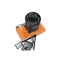 Handmade Genuine Real Leather Half Camera Case Bag Cover for FUJIFILM X-A7 XA7 Sandy Brown Color
