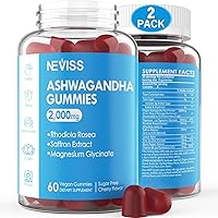 Sugar Free Ashwagandha Gummies 2000mg - with Magnesium Glycinate, Rhodiola Rosea, Saffron, Zinc, Lemon Balm, B6 - Relaxation Support, Natural Zzz, Stamina, Energy for Men Women - 120 Counts