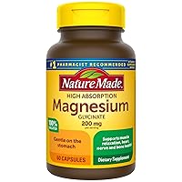 Magnesium Glycinate 200 mg per Serving, Magnesium Supplement for Muscle, Heart, Nerve and Bone Support, 60 Magnesium Bisglycinate Capsules, 30 Day Supply