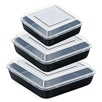 E-far 6/8/9-Inch Square Cake Pan with lid Set, Non-stick Square Baking Brownie Pans Bakeware Set of 3, Stainless Steel Core & Easy Clean - 6 Pieces(3 Pans + 3 Covers)