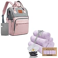 KeaBabies Diaper Bag Backpack And Baby Washcloth Bundle - Waterproof Multi Function Baby Travel Bags - Face Towel for Baby, Adult and Infant