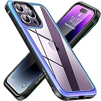 Meifigno Rainbow Series for iPhone 14 Pro Max Case with Aluminum Frame & 3X Shockproof Bumper & Clear Back, [3X Military Grade Drop Protection], Protective Phone Case iPhone 14 Pro Max, Iridescent