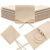 Heliltd 12pcs Microfiber Jewelry Pouch 8x8cm Microfiber Jewelry Bags Bulk Microfiber Jewelry Packaging Bag Small Gift Pouches Mini Gift Bag for Jewelry Envelope Style with Strings (Beige)