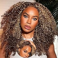 Beauty Forever Honey Blonde Highlight Curly 150% Density 20inch Wig Human Hair, Pre Everything, Glueless, 13x4 Lace
