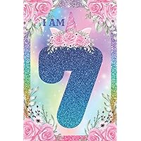 Unicorn Birthday Gift for 7 Year Old Girl: Blank Lined Notebook Diary Journal 6x9
