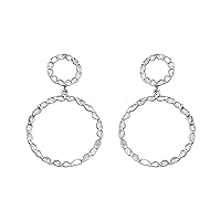4.00 CTW Natural Diamond Polki Geometric Dangles 925 Sterling Silver Platinum Plated Round Handmade Slice Diamond Earrings