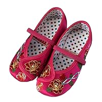 Children's Flower Shoes Girls Embroidered Toddler Shoes (30, Rose)