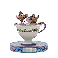 Enesco Disney Traditions by Jim Shore “Cinderella” Jaq and Gus Teacup Stone Resin Figurine, 4.25”, White