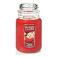 Yankee Candle Apple Pumpkin Scented, Classic 22oz Large Jar Single Wick Aromatherapy Candle, Over 110 Hours of Burn Time, Apothecary Jar Fall Candle, Autumn Candle Scented for Home