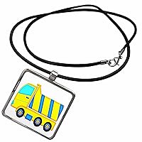 3dRose Cute Yellow and Blue Dump Truck Illustration - Necklace With Pendant (ncl_356983)