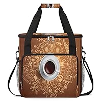 Coffee Cup Pattern（05） Coffee Maker Carrying Bag Compatible with Single Serve Coffee Brewer Travel Bag Waterproof Portable Storage Toto Bag with Pockets for Travel, Camp, Trip