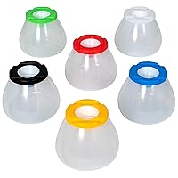 READY 2 LEARN No Spill No Tip Paint Pots - Set of 6 - Spill-Proof and Tip-Proof Paint Containers for Kids - Clear, Cone-Shaped Pots, Colored Lids and Paint Brush Rests