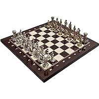 Decorative Chess Set Historcal Byzantine Empire Army Soldiers Chess Pieces Handmade Wooden Chess Board, Gift Idea for Dad, Husband, Son and Anyone for Birthday