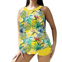 Womens Plus Size Board Shorts Normal Swimsuit Backless 2 Piece Printing Adjustable Print Multi Color Padded