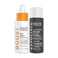 Paula’s Choice C15 Super Booster Vitamin C Serum + Travel Size 2% BHA Salicylic Acid Liquid Exfoliant Duo, for Radiance, Glow and Smoother Skin, Set of 2