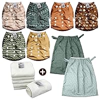 Mama Koala 2.0 Baby Cloth Diapers with 6 Inserts Bundle(Desert Sun), with 2 Pack Reusable and Washable Waterproof Pail Liners