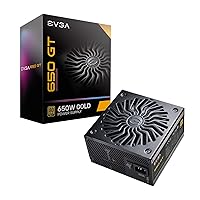 EVGA 650 GT, 80 Plus Gold 650W, Fully Modular, Auto Eco Mode with FDB Fan, 100% Japanese Capacitors, 7 Year Warranty, Includes Power ON Self Tester, Compact 150mm Size, Power Supply 220-GT-0650-Y1