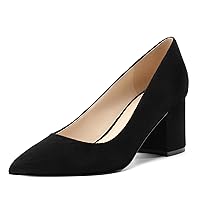 Women's Pumps, Pointed Closed Toe Black Gold Kitten Heels for Women, Comfortable 2 Inch Mid Heel Women's Dress Shoes