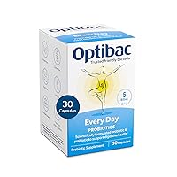 Optibac Probiotics for Every Day - Vegetarian Probiotic Supplement for Digestion & Gut Health, 5 Billion CFU & Prebiotic - 30 Capsules