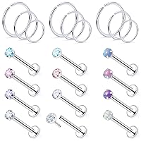 Vsnnsns 18G 20G Threadless Push in Nose Rings for Women 316L Surgical Stainless Steel L Shaped Nose Studs Screw Bone Nose Rings Piercings Opal Nostril Piercing Studs Diamond CZ 2MM Silver 21Pcs