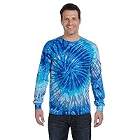 Tie-Dye d Long-Sleeve Cotton T-Shirt Blue Jerry 2XL
