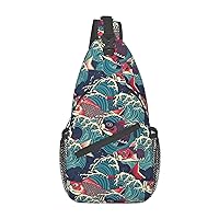 Fish Sling Backpack Chest Bag Crossbody Shoulder Bag Gym Cycling Travel Hiking Daypack For Men Women