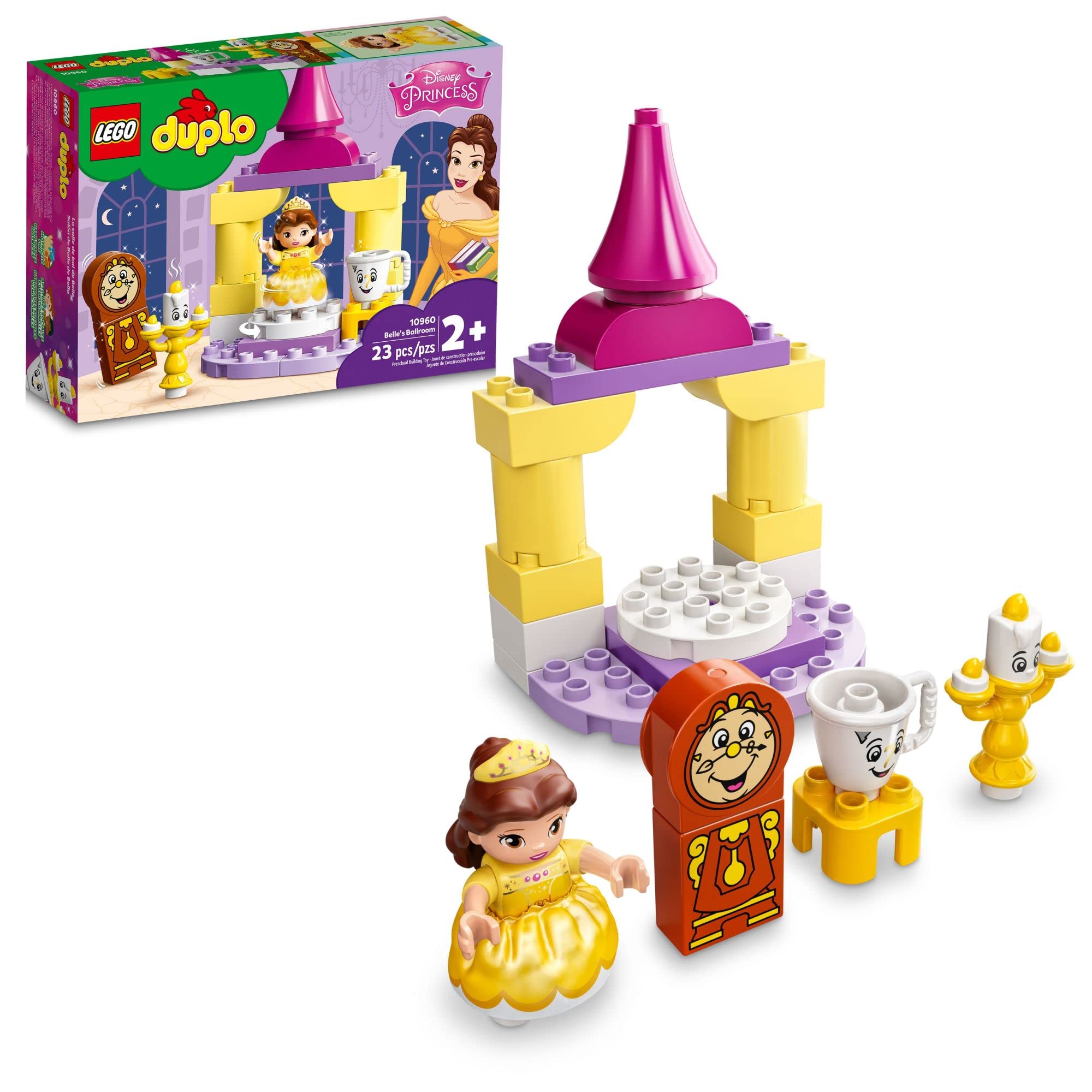 LEGO DUPLO Disney Princess Belle's Ballroom Castle 10960, Beauty and The Beast Building Toy with Princess Belle Mini Doll, Disney Pretend Play Set for Toddlers, Girls and Boys 2 Plus Years Old