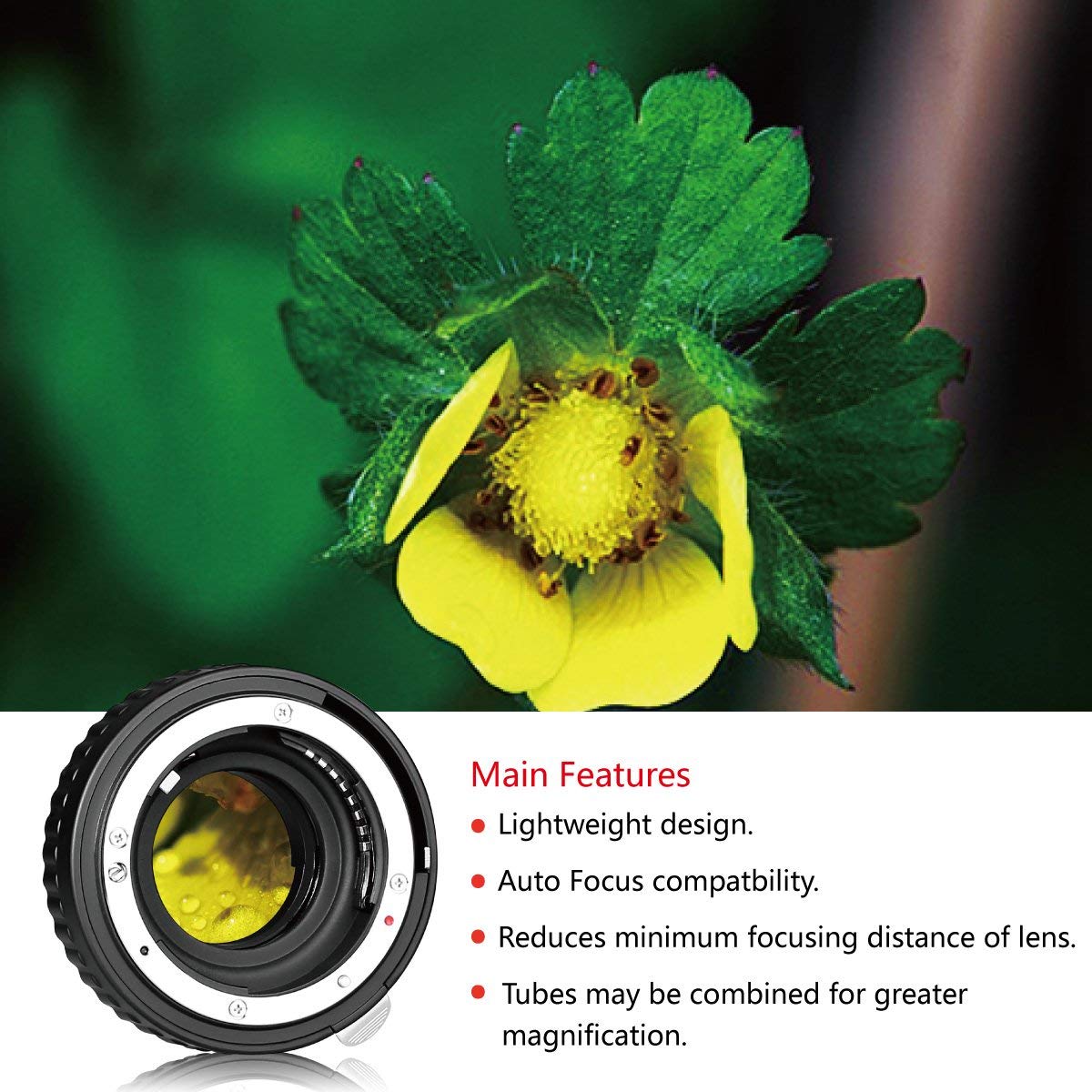 MEIKE N-AF1-A Macro Electronic Mount Auto Foucs Macro Metal Extension Tube Adapter for Nikon DSLR Camera D80 D90 D300 D300SD800 D3100 D3200 D5000 D5100 D5200 D7000 D7100 etc