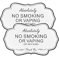 Absolutely No Smoking Vaping of Any Kind Signs,(2 Pack) RAMIEYOO Designer Acrylic Smoke Free Signs,Double Sided Tape,Easy Installation,Great for Home,Buiness,Indoor/Outdoor Use (WHITE)