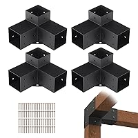 Pergola Bracket Kit 4''x4'', 4pcs 3-Way Heavy Duty Corner Bracket Woodworks DIY Post Base Kit, Easy Installation Wooden Beams for Gazebos, Patio Pergolas, Log Cabin Outdoor Pergola Hardware