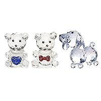 H&D HYALINE & DORA Handmade Crystal Figurines Home Decor Paperweight,Crystal Bear/Dog Collection Gift