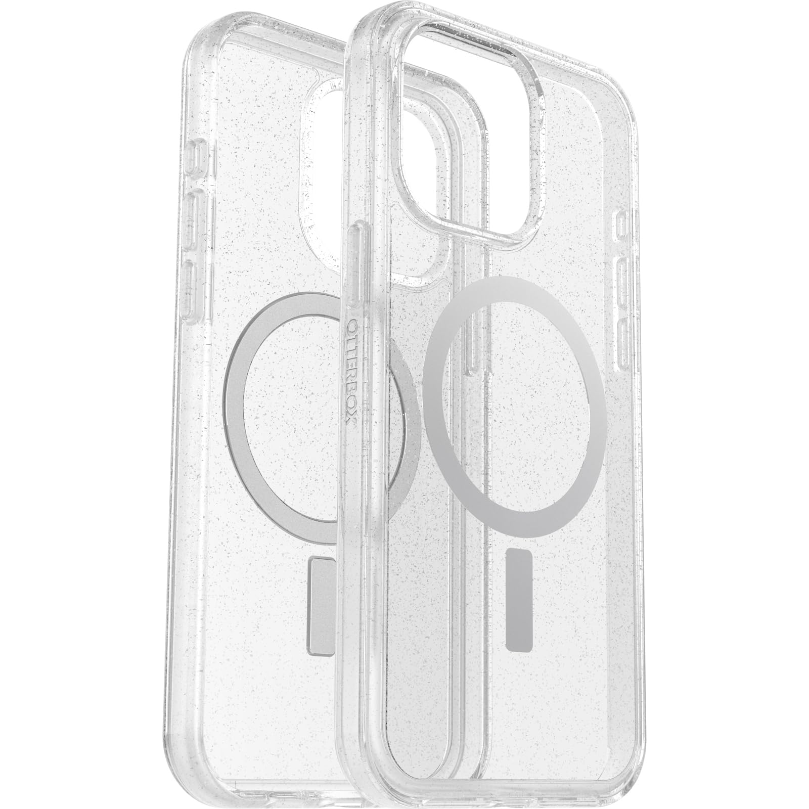 OtterBox iPhone 15 Pro MAX (Only) Symmetry Series Clear Case - STARDUST (Clear/Silver), snaps to MagSafe, ultra-sleek, raised edges protect camera & screen