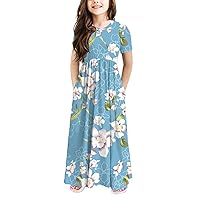 storeofbaby Girls Casual Maxi Floral Dress Long Sleeve Holiday Dresses with Pockets