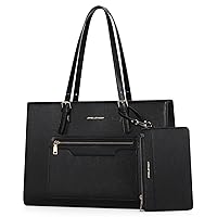 Maelstrom Leather Tote Bag, Laptop Bag for Women, Waterproof Briefcase with Clutch Bag, Work Handbags 15.6 Inch Computer