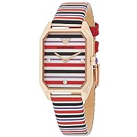 Emporio Armani Two-hand multi-coloured striped leather watch AR11301, Rose Gold, Bracelet