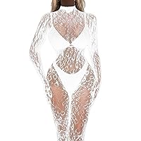 Women's Sexy Fishnet Bodysuit Mesh See-through Lingerie Babydoll Nightgown Fishnet Bodystocking Nightwear