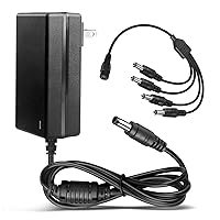 Security Camera Power Adapter 12V 2.5A Power Supply 30W Wall Wart Transformer Charger AC to DC with 4 Way 4-Way Power Splitter Cable Cord for for DC12V Analog/AHD DVR/Camera