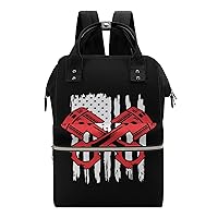 American Flag Car Mechanic Waterproof Mommy Bag Diaper Bag Backpack Multifunction Large Capacity Travel Bag