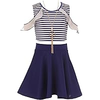 Little Girls Long Sleeve Ruffle Top Blouse Floral Skirt 3 PCS Clothing Dress Set
