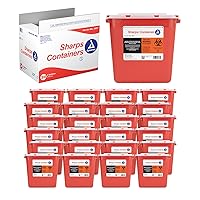 Dynarex 4627 Sharp Container, Provides a Safe Disposal of Medical Waste and Needles, Non-Sterile & Latex-Free, 2 Gallons, Made with Thermoplastic, Red, Pack of 24