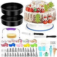 Cake Decorating Kit, Baking Supplies Set for Adults, 8 Inch Cake Pans, Cake Leveler, Cake Turntable, Numbered Piping Tips, Spatulas, Parchment Paper and More for Beginners (241 Pcs)